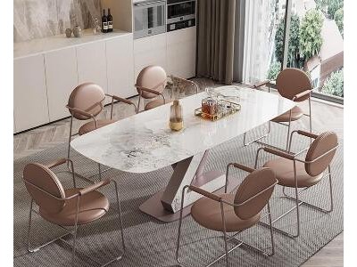 意式輕奢巖板餐桌現(xiàn)代小戶(hù)型莫蘭紫極簡(jiǎn)高端長(zhǎng)方形吃飯桌廠家